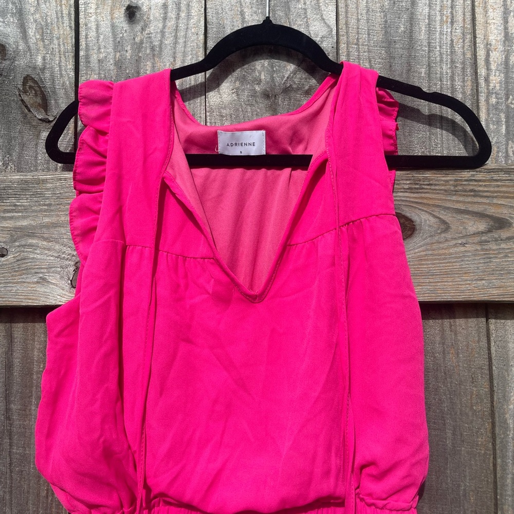 Adrienne Pink Ruffled Dress Size S - Picture 2 of 10